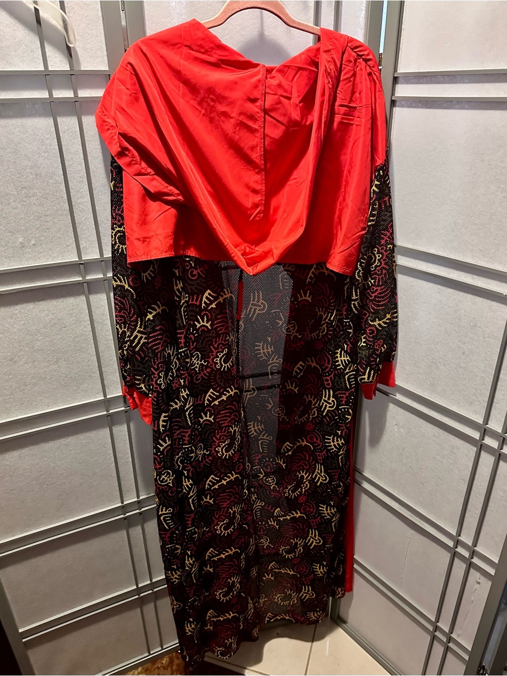 Red & Black and Blue & Black Contrast Mesh Duster Jacket